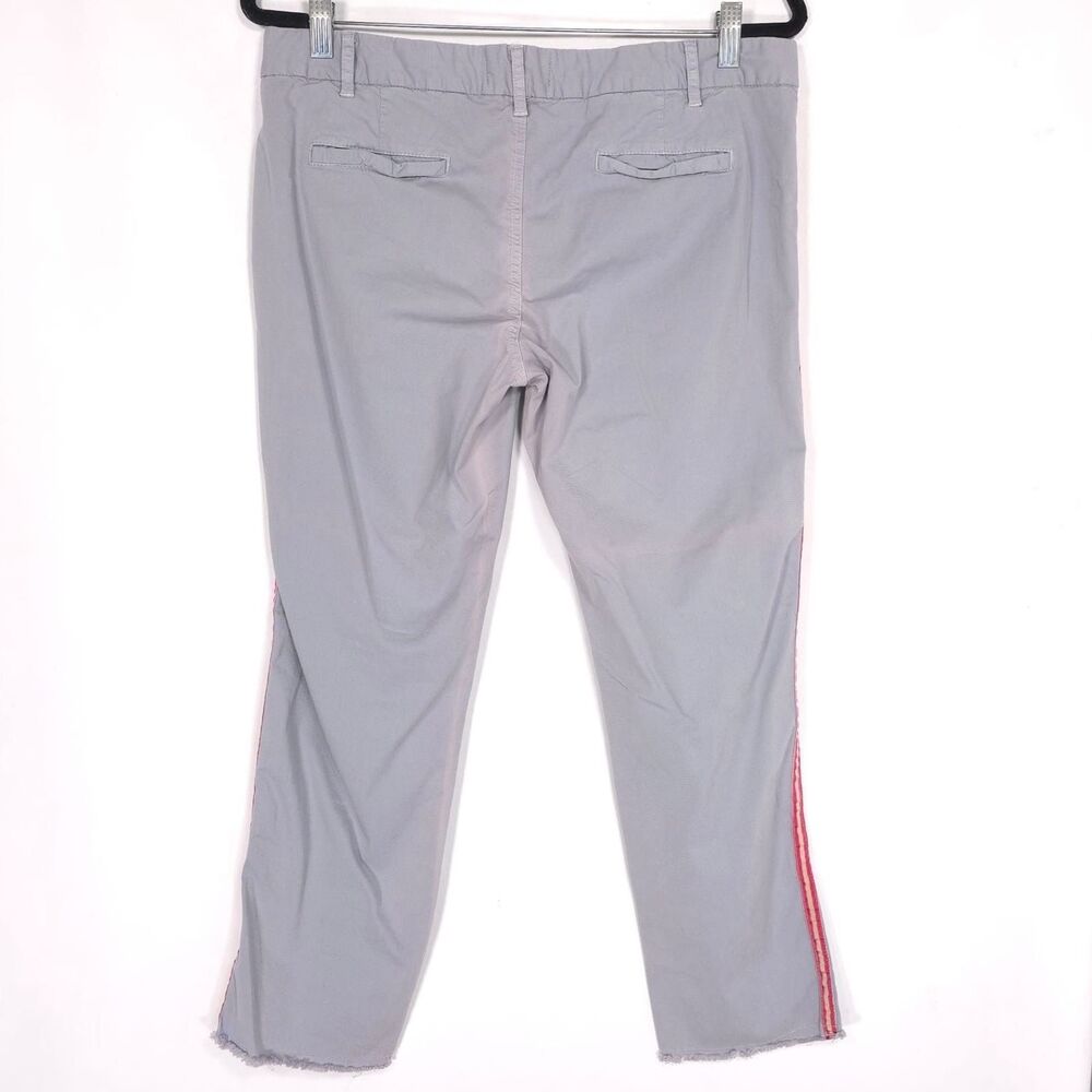 NILI‎ LOTAN East Hampton Pants Size 8 Side Stripe Gray Tribeca Raw Hem USA MADE - Picture 9 of 13